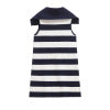 Color blocking striped sleeveless knitted lapel dress for women