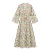 Fashionable and casual V-neck printed MIDI dress for women